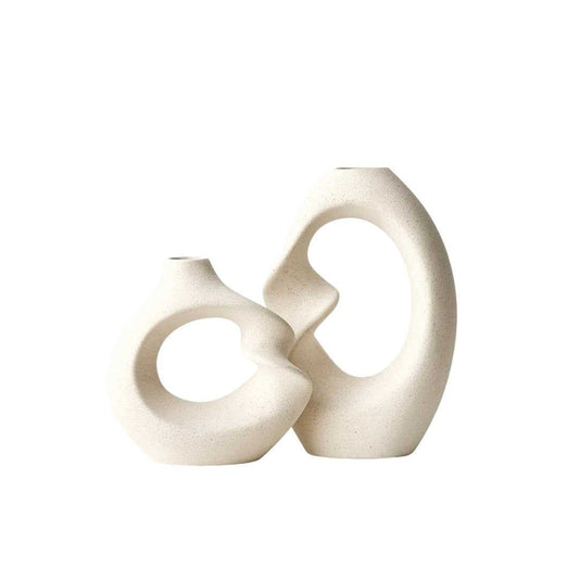 Set of Two Textured Ceramic Vases in Nordic Style - Home by Lorena