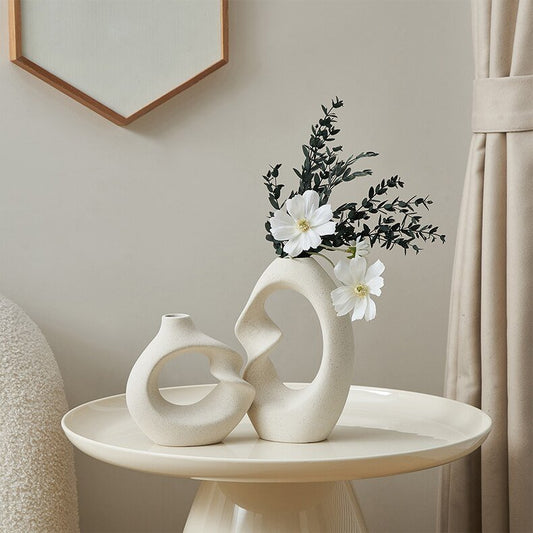 Set of Two Textured Ceramic Vases in Nordic Style - Home by Lorena