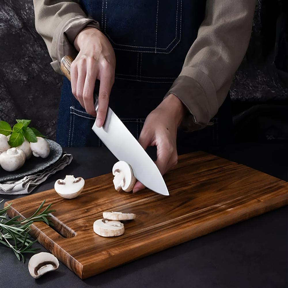 Solid Acacia Wood Chopping Board with Handle - Home by Lorena