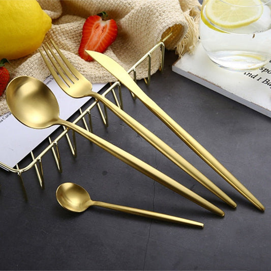 Stainless Steel Cutlery Set with Brushed Gold Finish - Home by Lorena