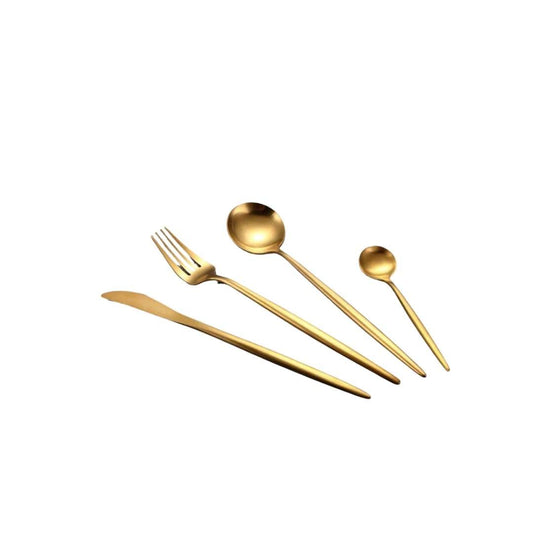 Stainless Steel Cutlery Set with Brushed Gold Finish - Home by Lorena