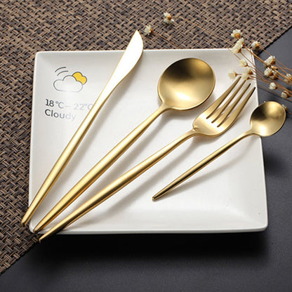 Stainless Steel Cutlery Set with Brushed Gold Finish - Home by Lorena