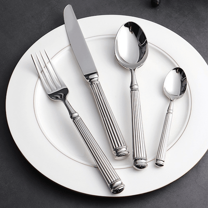Stainless Steel Cutlery Set with Classical Detailing, 4 - Piece - Home by Lorena