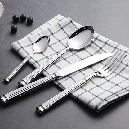 Stainless Steel Cutlery Set with Classical Detailing, 4 - Piece - Home by Lorena