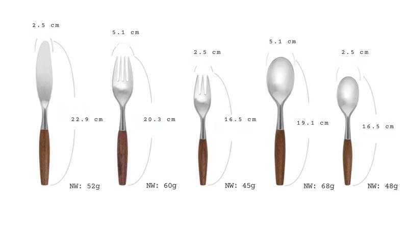 Stainless Steel Cutlery Set with Natural Wood Handles, 5 - Piece - Home by Lorena