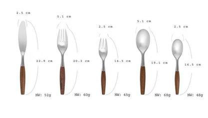 Stainless Steel Cutlery Set with Natural Wood Handles, 5 - Piece - Home by Lorena