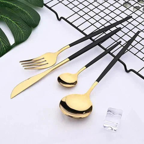 Stainless Steel Cutlery Set with Titanium Mirror Finish, 24 Pieces - Home by Lorena