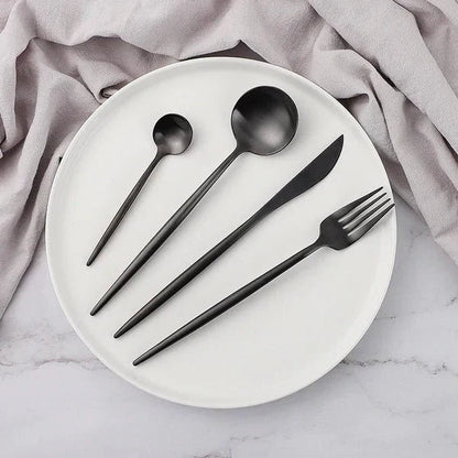Stainless Steel Cutlery Set with Titanium Mirror Finish, 24 Pieces - Home by Lorena