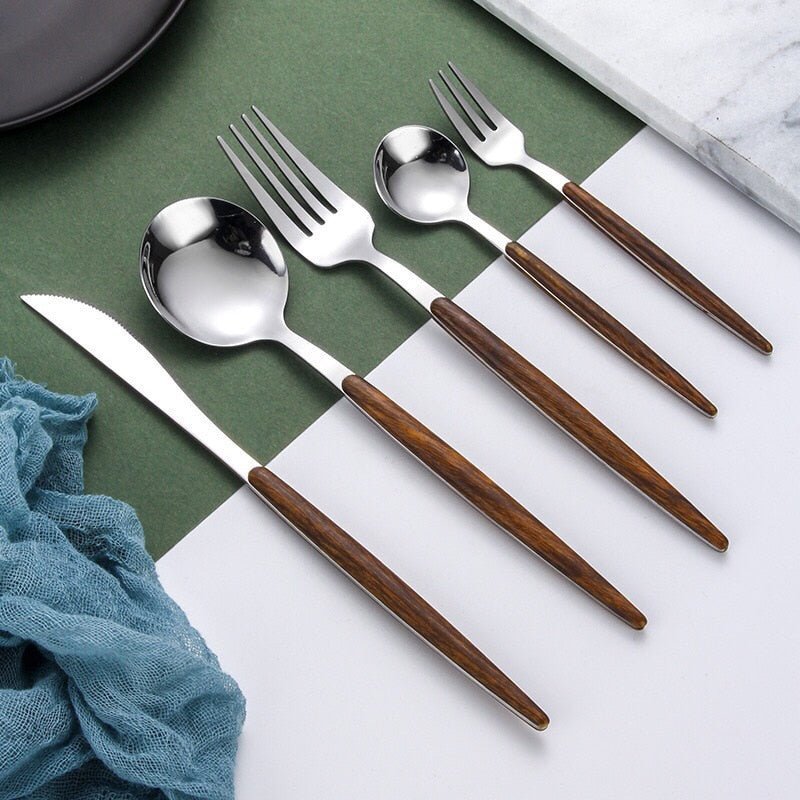 Stainless Steel Cutlery Set with Wooden Handles - Home by Lorena
