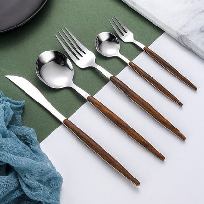 Stainless Steel Cutlery Set with Wooden Handles - Home by Lorena