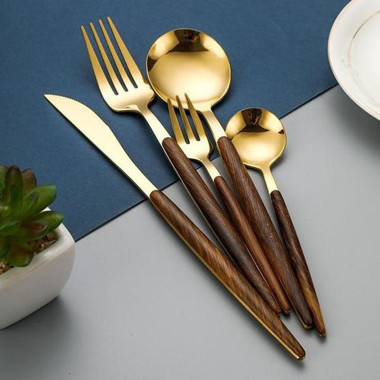 Stainless Steel Cutlery Set with Wooden Handles - Home by Lorena