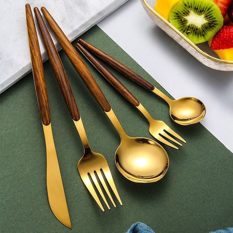 Stainless Steel Cutlery Set with Wooden Handles - Home by Lorena