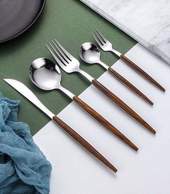 Stainless Steel Cutlery Set with Wooden Handles - Home by Lorena