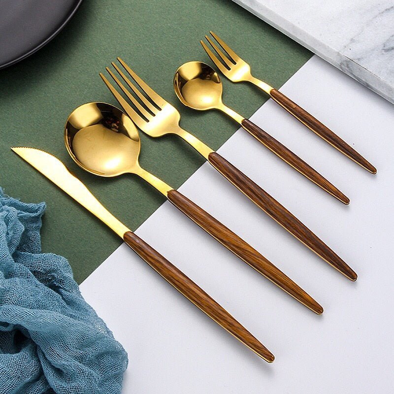 Stainless Steel Cutlery Set with Wooden Handles - Home by Lorena