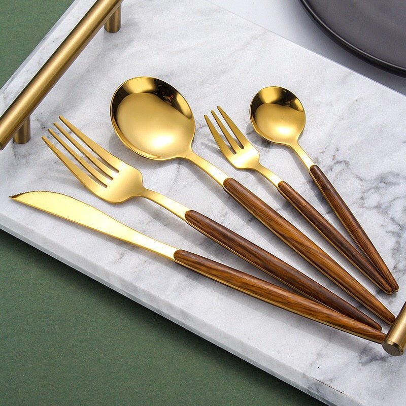 Stainless Steel Cutlery Set with Wooden Handles - Home by Lorena