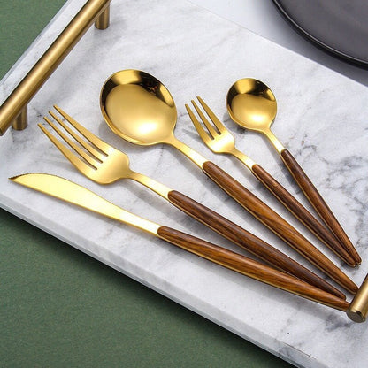 Stainless Steel Cutlery Set with Wooden Handles - Home by Lorena