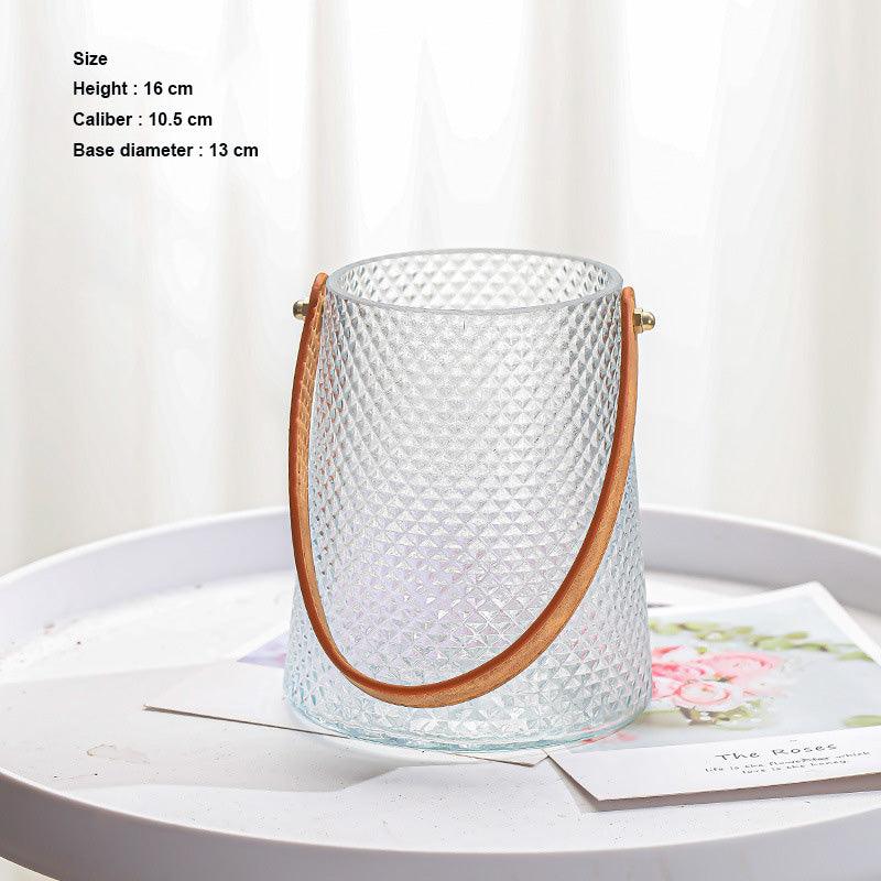 Textured Glass Vase Set with Leather Handle - Home by Lorena