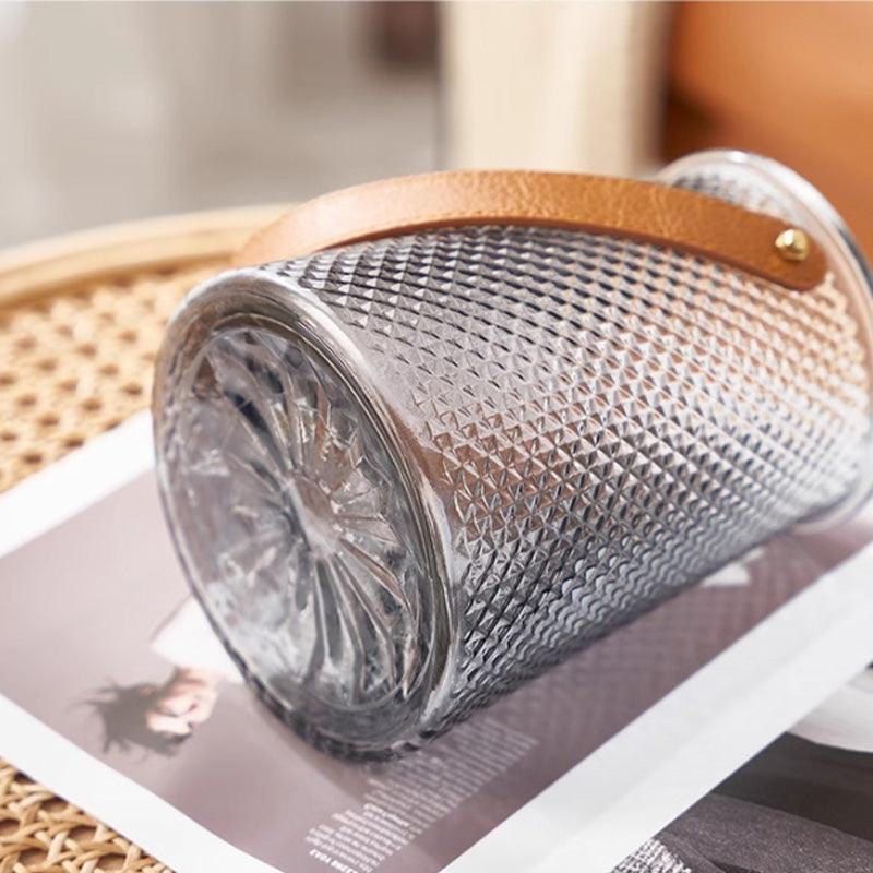 Textured Glass Vase Set with Leather Handle - Home by Lorena
