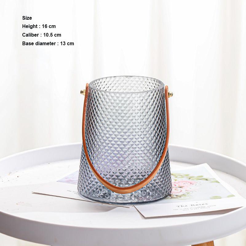 Textured Glass Vase Set with Leather Handle - Home by Lorena