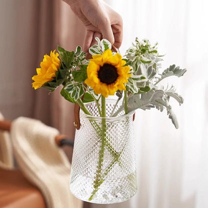 Textured Glass Vase Set with Leather Handle - Home by Lorena