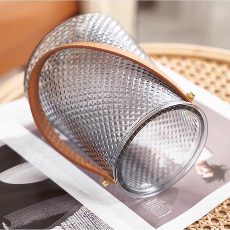Textured Glass Vase Set with Leather Handle - Home by Lorena
