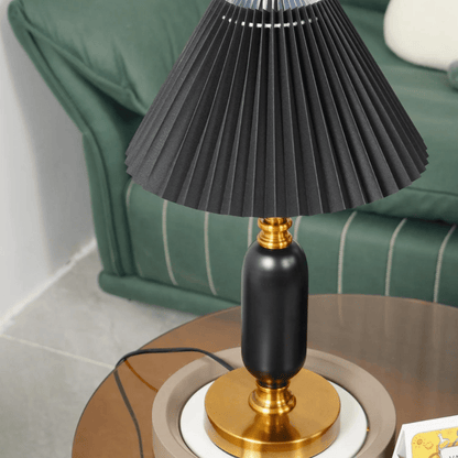 Vintage - Inspired Table Lamp with Fabric Shade, Metal Base - Home by Lorena