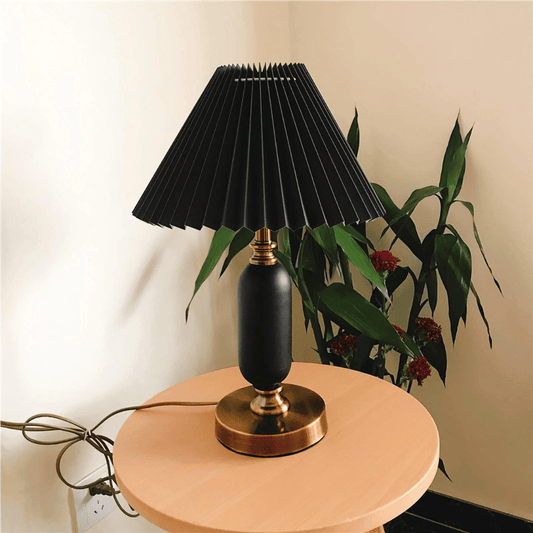 Vintage - Inspired Table Lamp with Fabric Shade, Metal Base - Home by Lorena