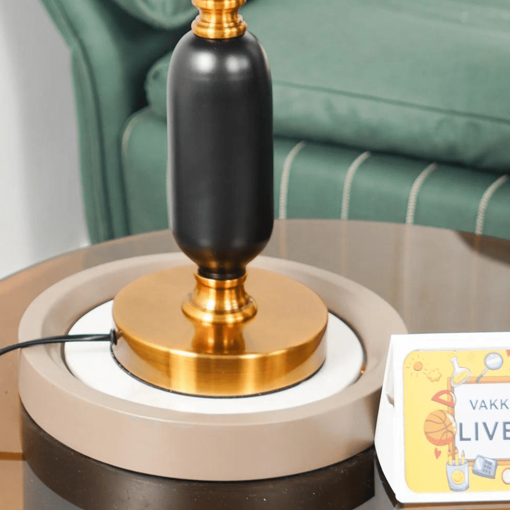 Vintage - Inspired Table Lamp with Fabric Shade, Metal Base - Home by Lorena