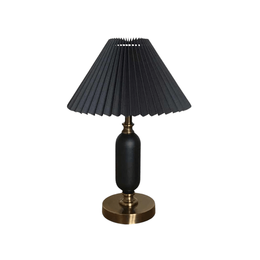 Vintage - Inspired Table Lamp with Fabric Shade, Metal Base - Home by Lorena