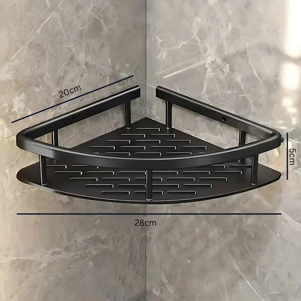 Wall - Mounted Aluminium Shower Shelf with Matte Black Finish - Home by Lorena