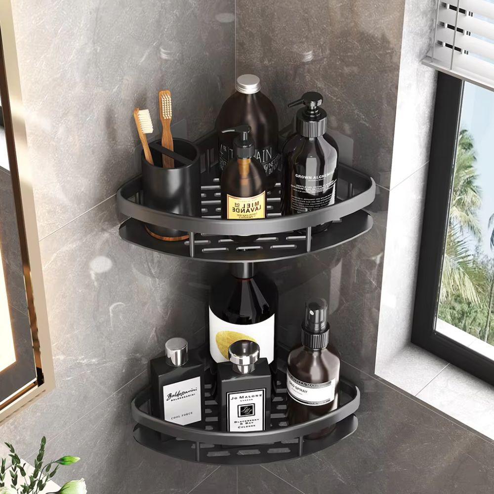 Wall - Mounted Aluminium Shower Shelf with Matte Black Finish - Home by Lorena