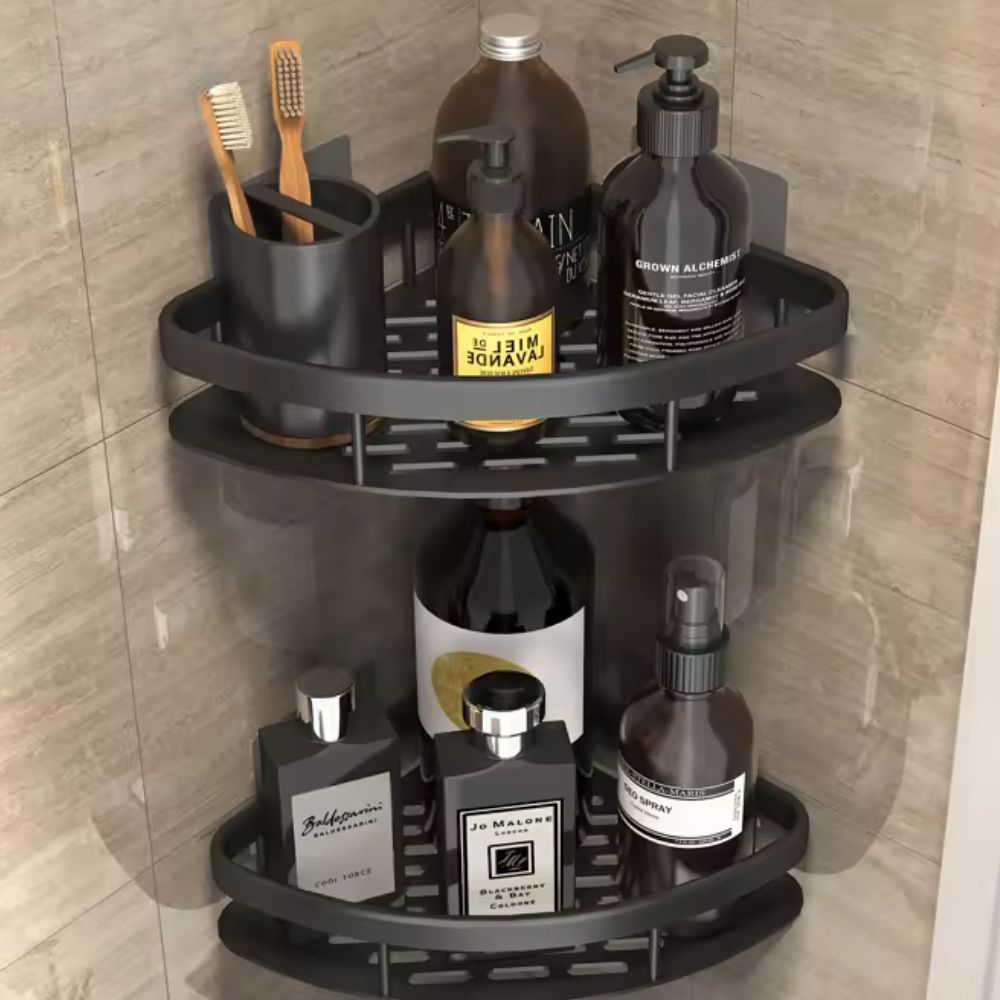 Wall - Mounted Aluminium Shower Shelf with Matte Black Finish - Home by Lorena