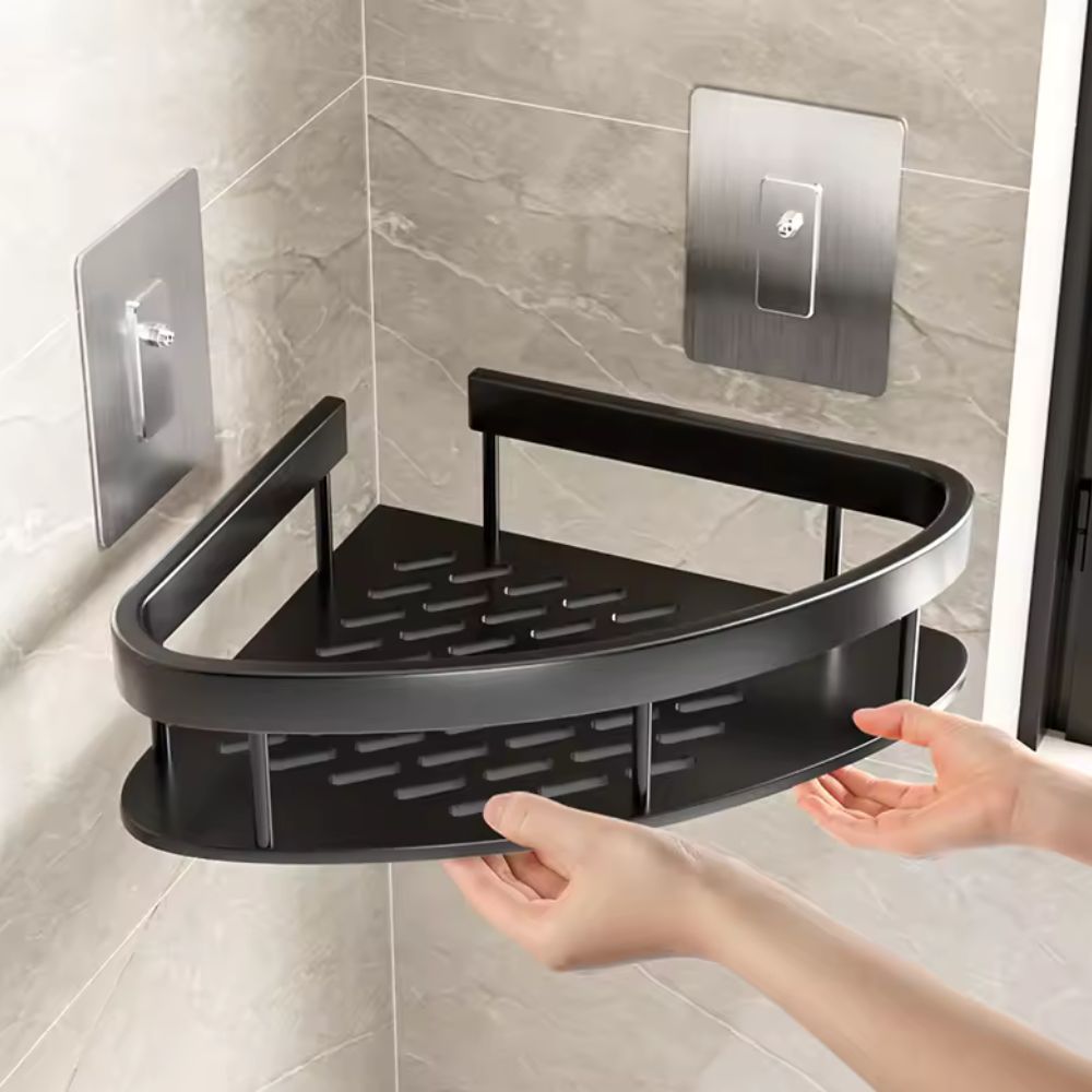 Wall - Mounted Aluminium Shower Shelf with Matte Black Finish - Home by Lorena