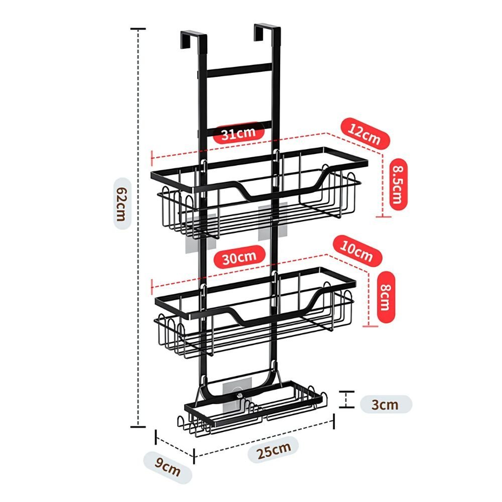 Wall - Mounted Bathroom Accessory Rack, Steel with Open Shelves - Home by Lorena