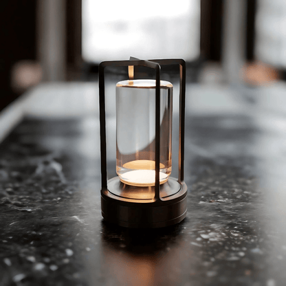 Wireless Table Lamp with Crystal Cylinder and Touch Control - Home by Lorena