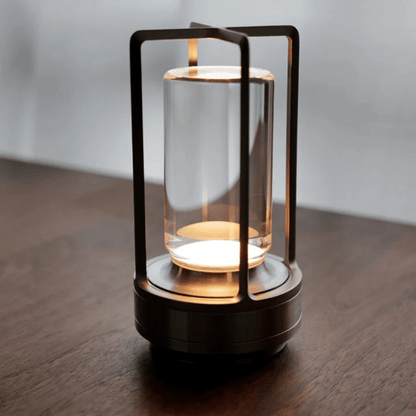 Wireless Table Lamp with Crystal Cylinder and Touch Control - Home by Lorena